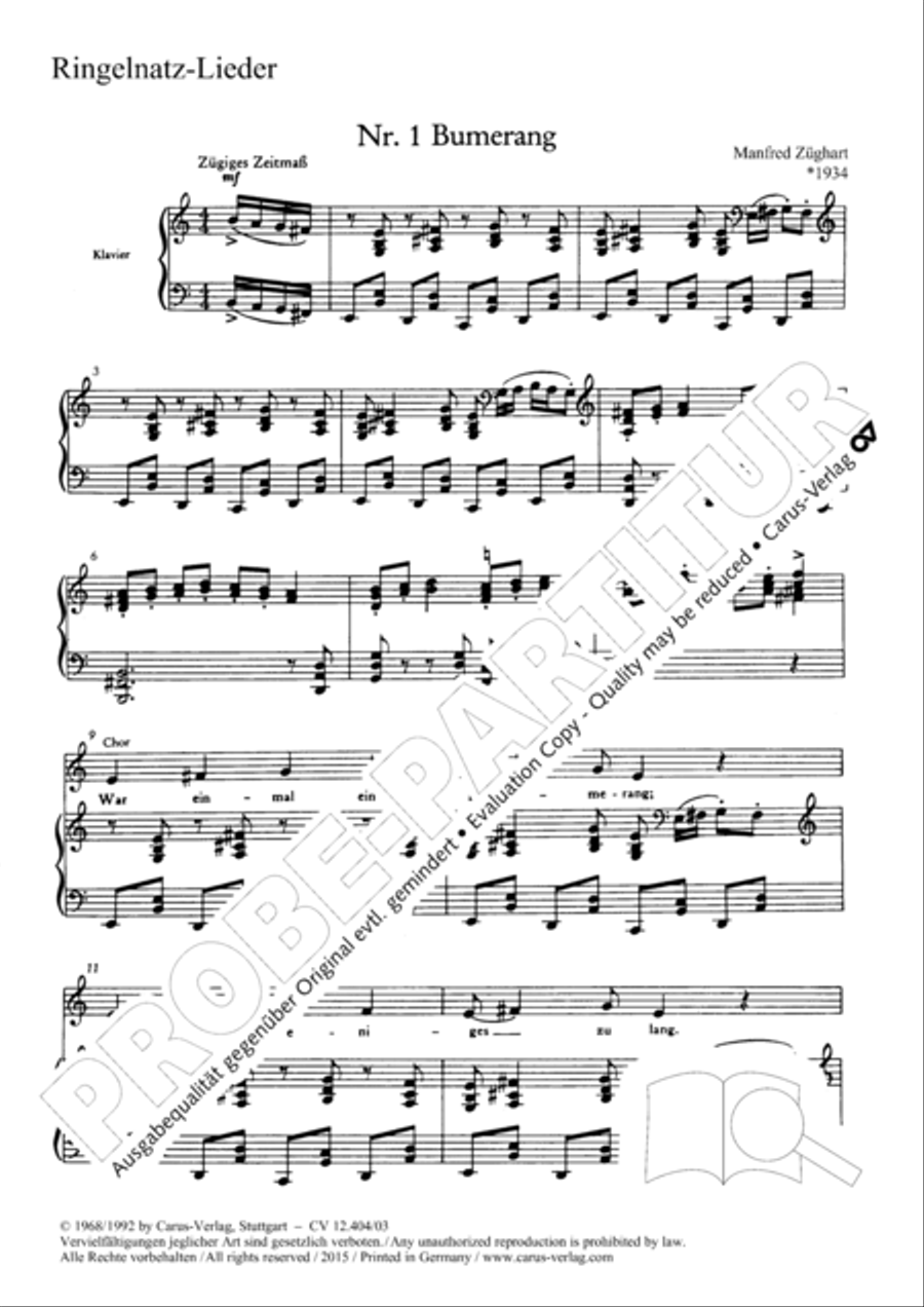 Zughart: Ringelnatz-Lieder Choir scores gallery preview page 3