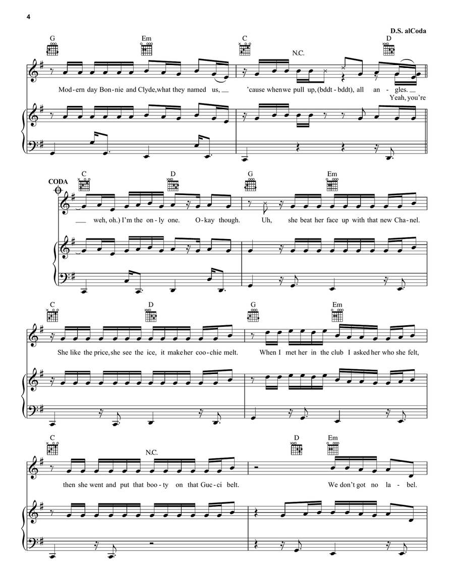 I'm The One I'm The One Piano, Vocal, Guitar scores gallery preview page 4