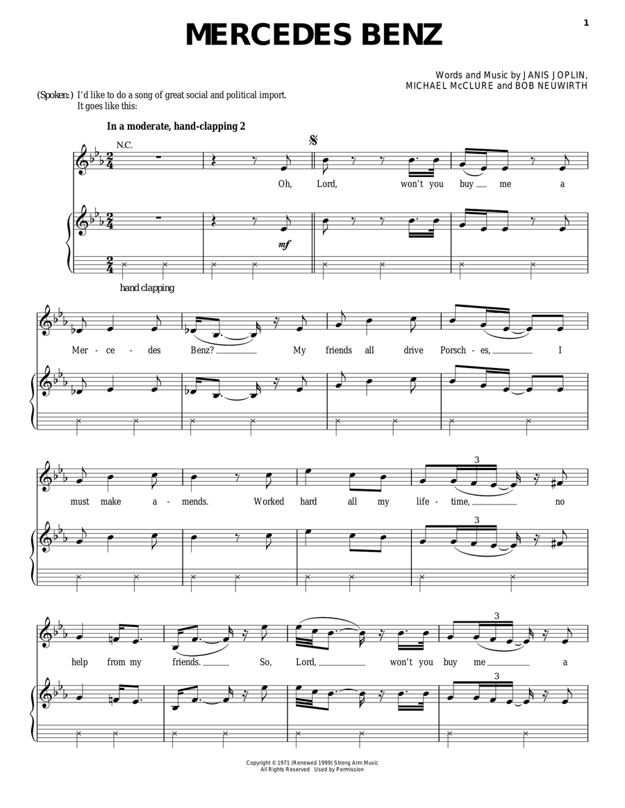 Mercedes Benz (from the musical A Night With Janis Joplin) Acoustic Guitar scores gallery preview page 1