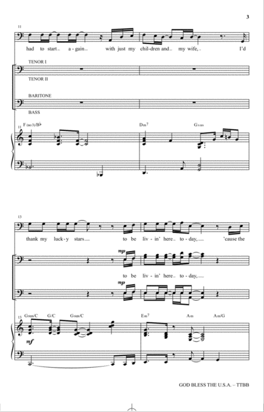 God Bless The U.S.A. TTBB scores gallery preview page 2