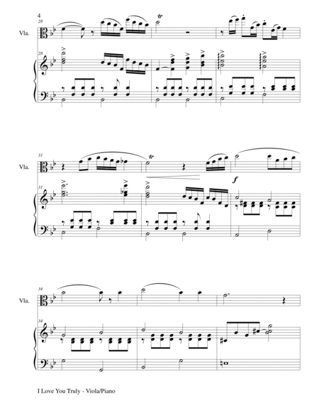 I LOVE YOU TRULY (Duet for Viola/Piano with Score and Viola Part) image number null