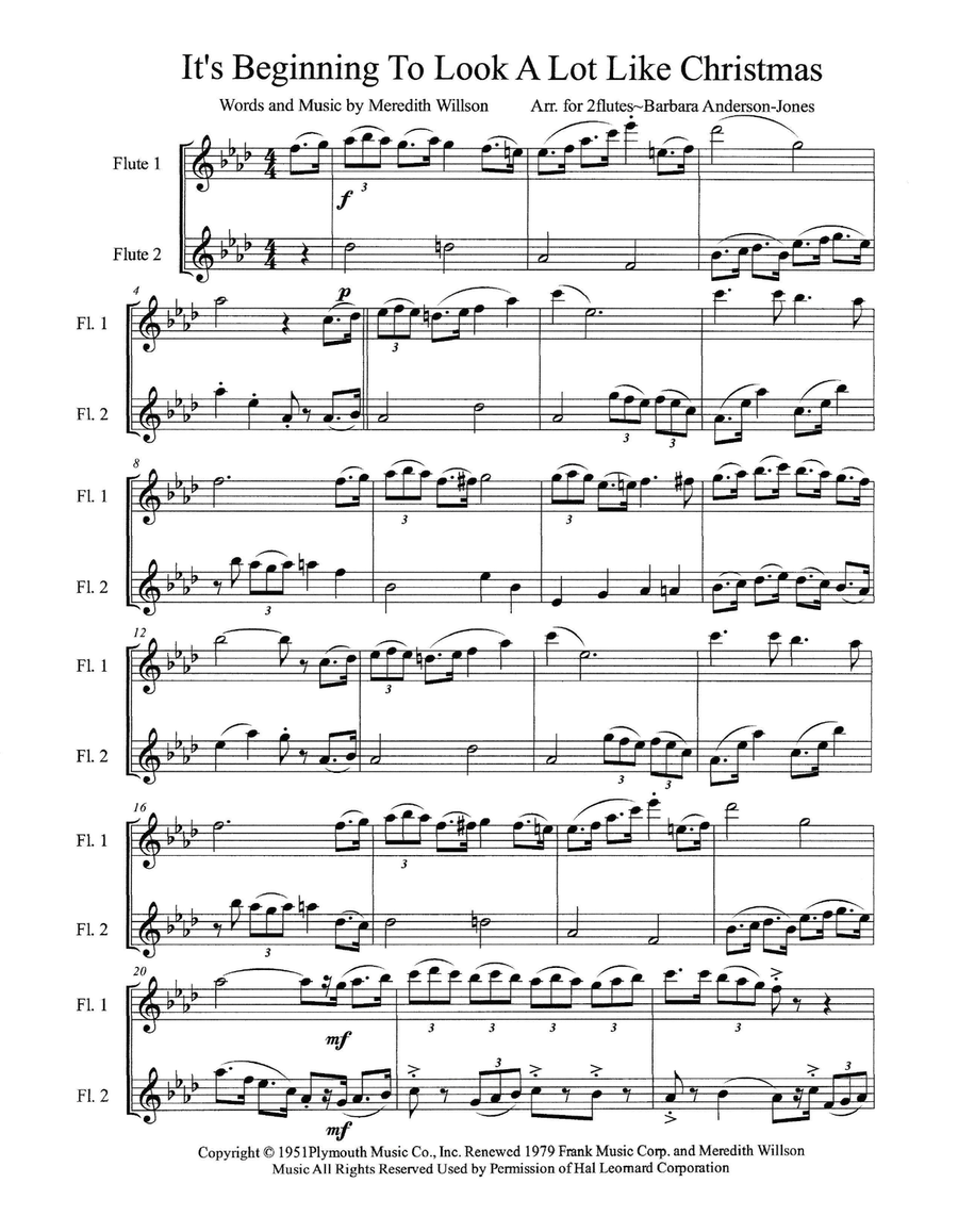 It's Beginning To Look Like Christmas Flute Duet scores gallery preview page 2