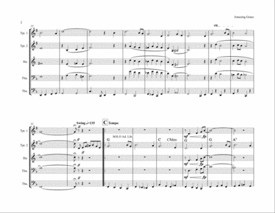 Amazing Grace Brass Ensemble scores gallery preview page 2
