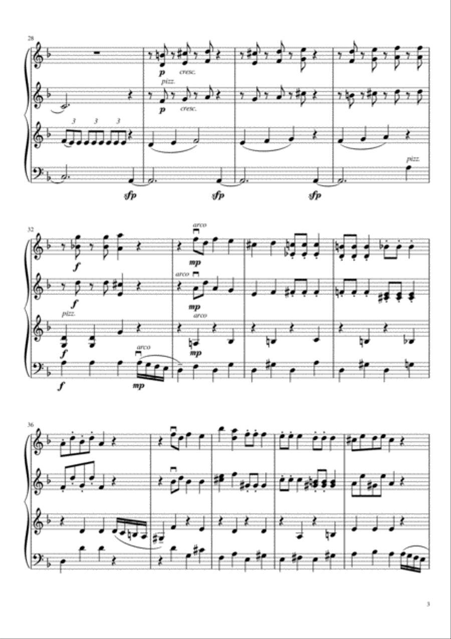 Dance of the Sugarplum Fairy (three violins and cello) String Quartet scores gallery preview page 4