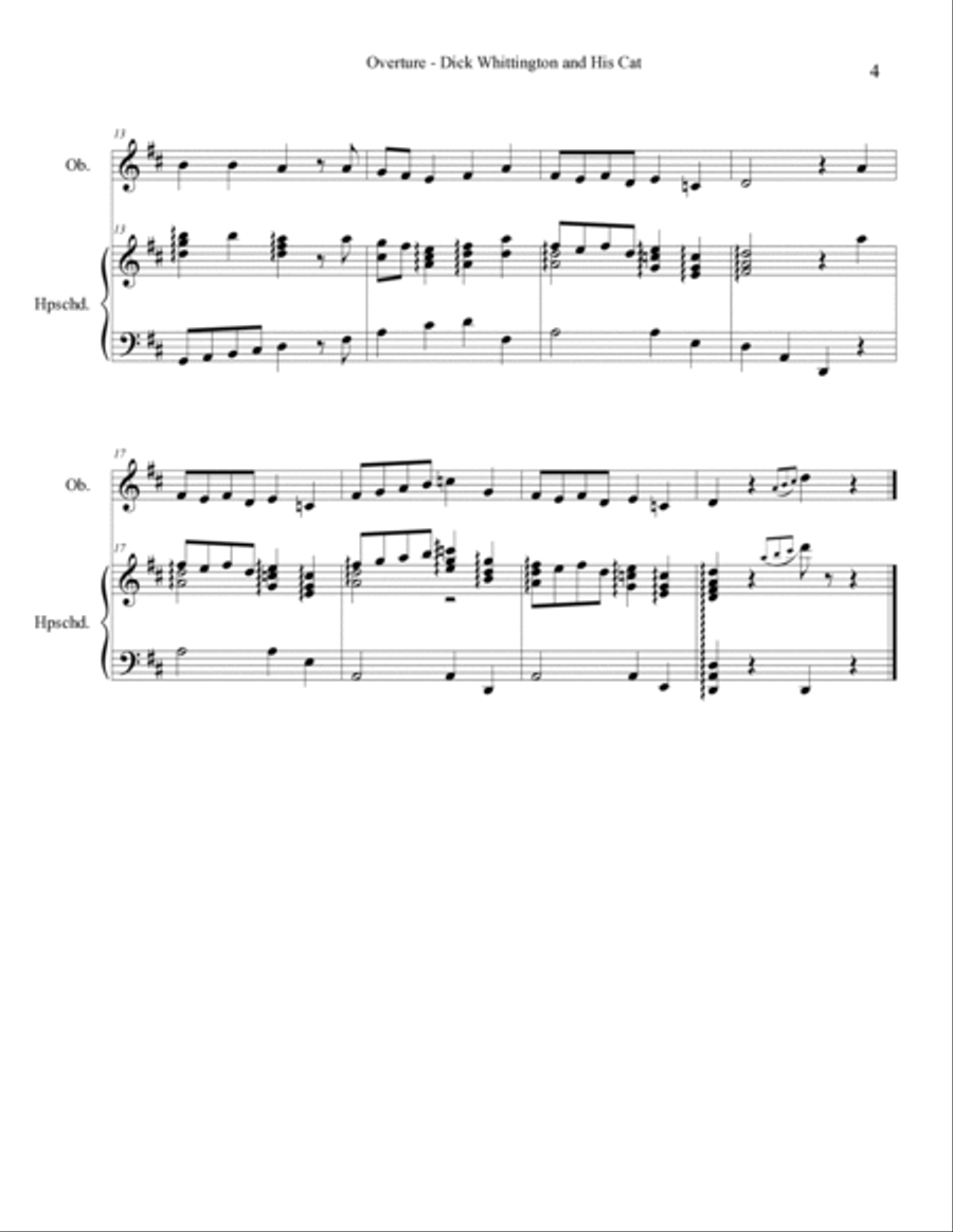 The Tale of Dick Whittington and His Cat - SCORE