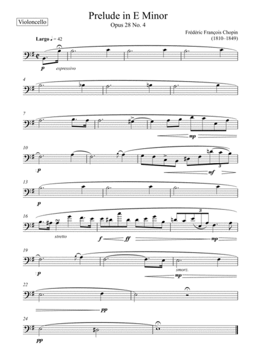 Frédéric Chopin - Prelude in E minor Opus 28 No.4 (Violoncello Solo) image number null