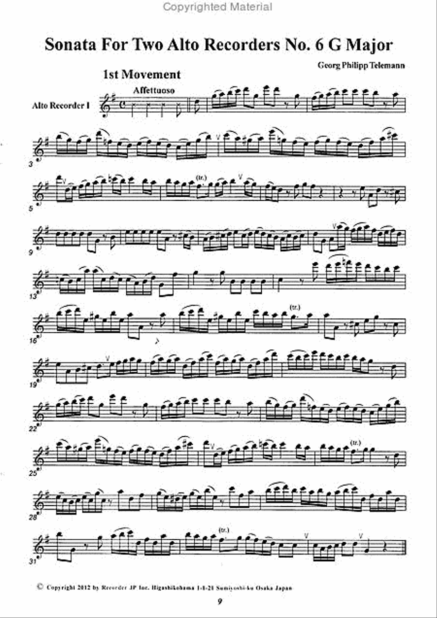 Duo Sonata No. 6 G Major Duo Sonata No. 6 G Major Alto Recorder scores gallery preview page 2
