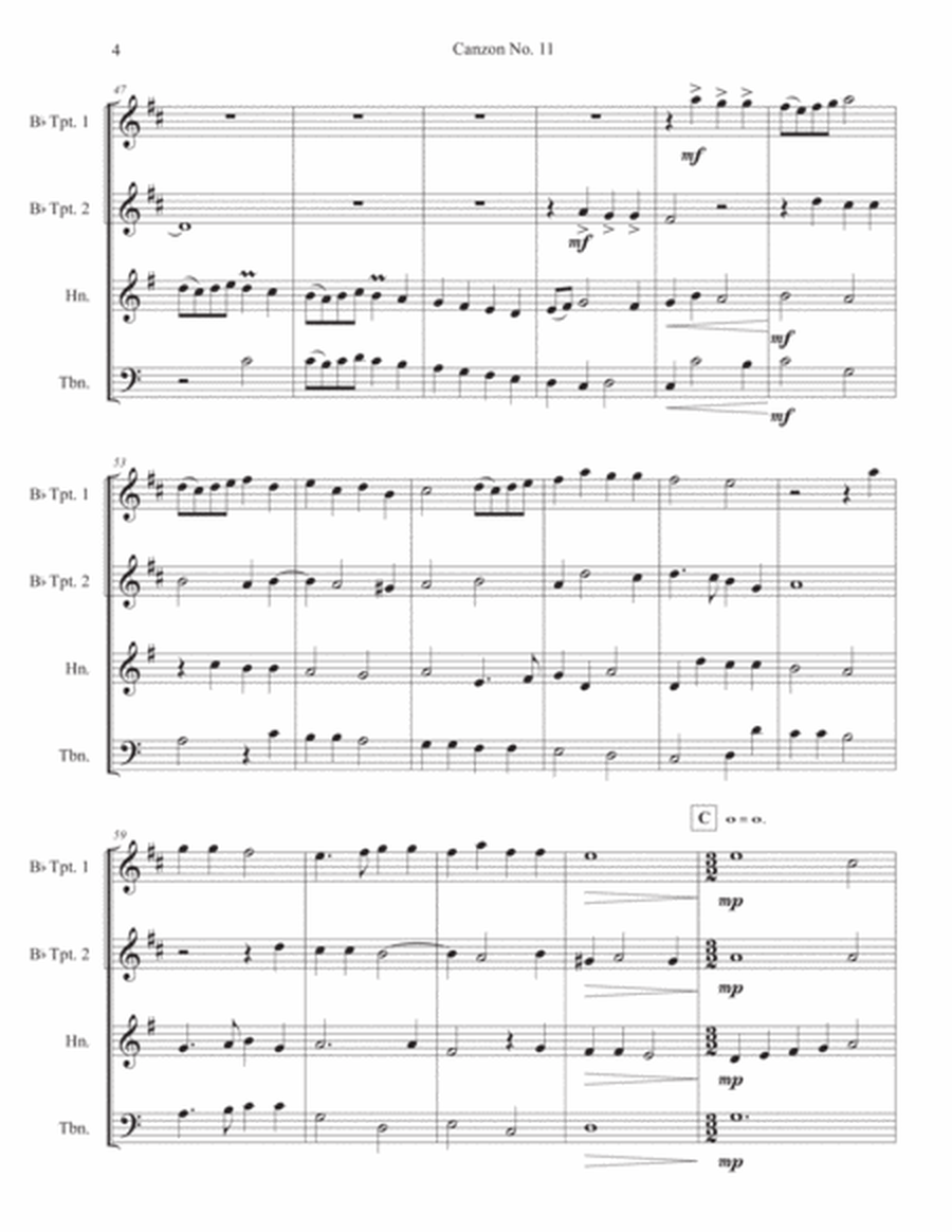 "Canzon No. 11: La Serafina" for Brass Quartet - Pietro Lappi image number null