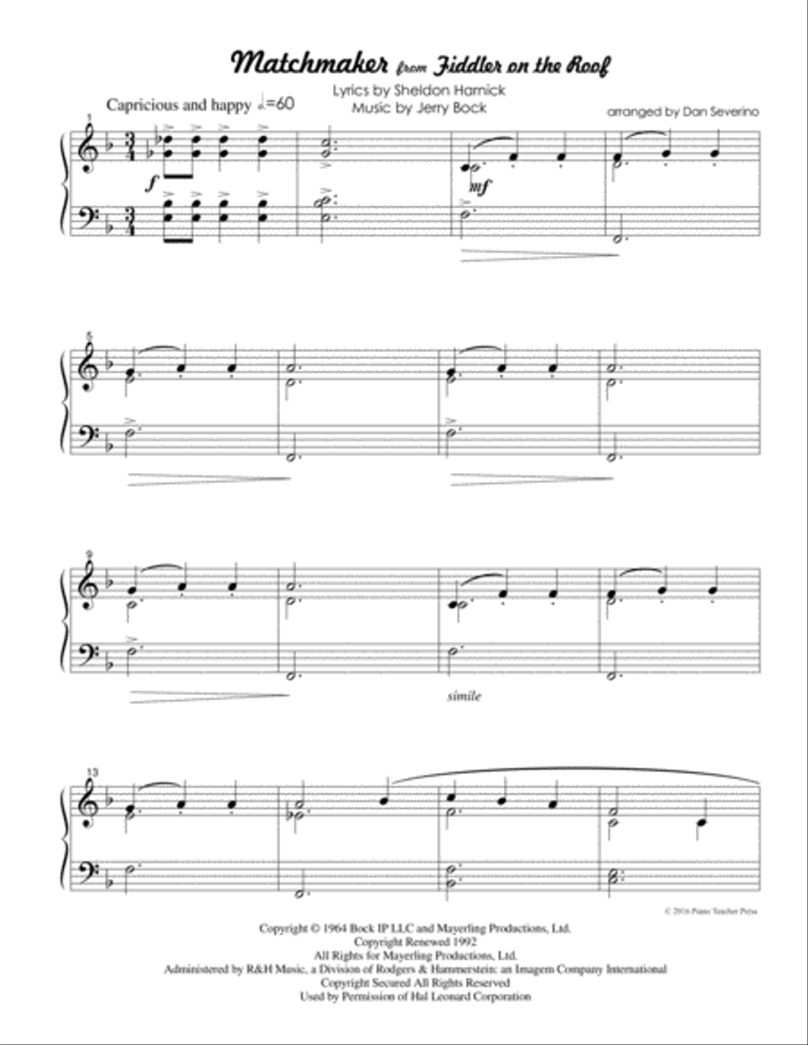 Matchmaker Easy Piano scores gallery preview page 2