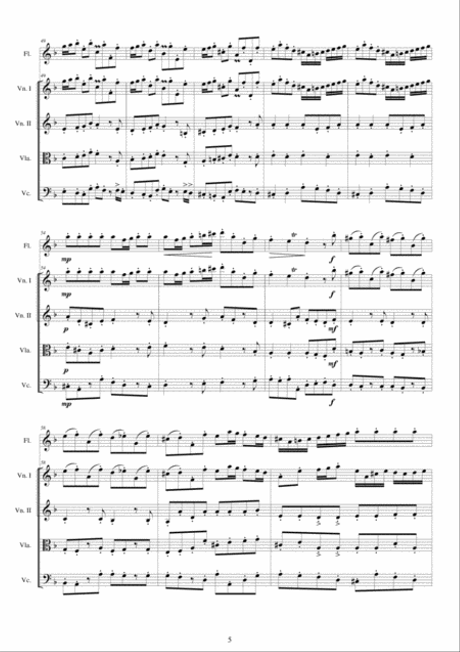 Albinoni - Concerto No.7 to 5 in D minor Op.5 for Flute and String Quartet Chamber Orchestra scores gallery preview page 5