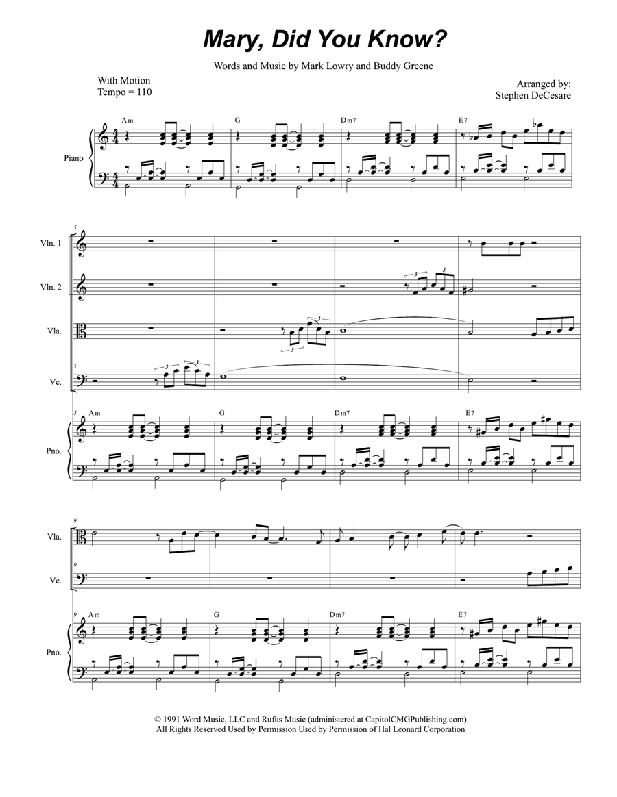 Mary, Did You Know? Mary, Did You Know? String Quartet scores gallery preview page 1