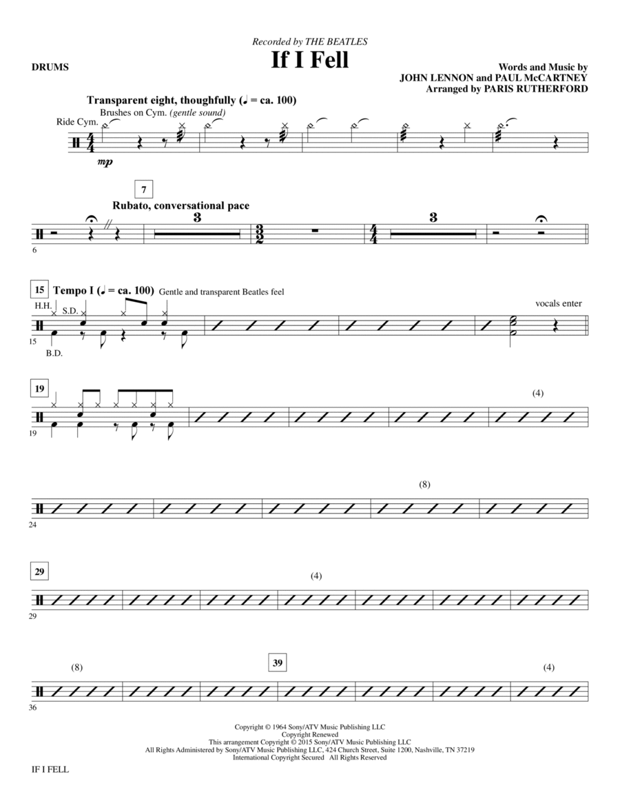 If I Fell - Drums Choir scores gallery preview page 1