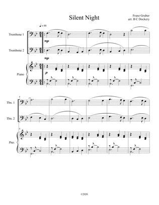 Silent Night (trombone duet) with optional piano accompaniment