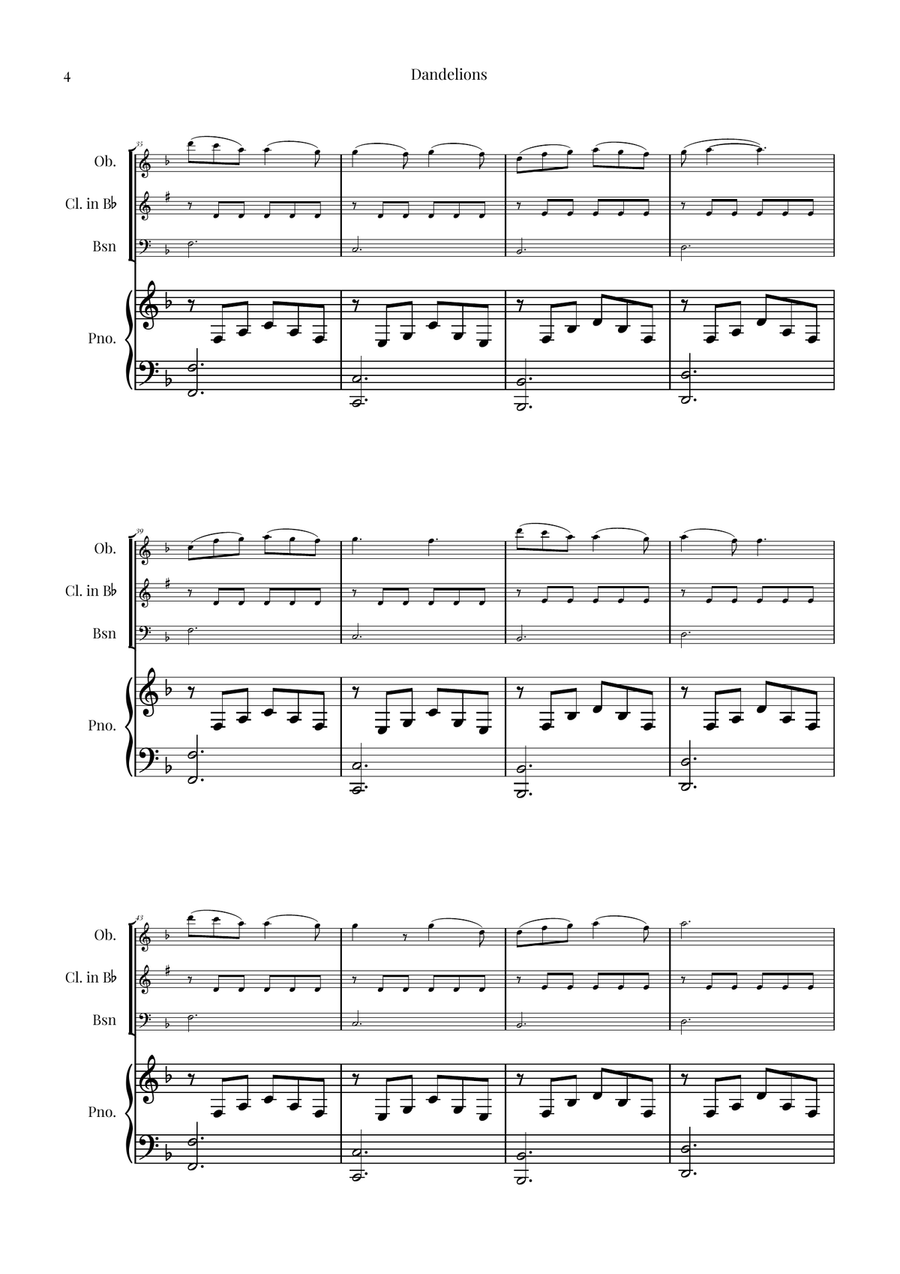 Dandelions Woodwind Trio scores gallery preview page 4