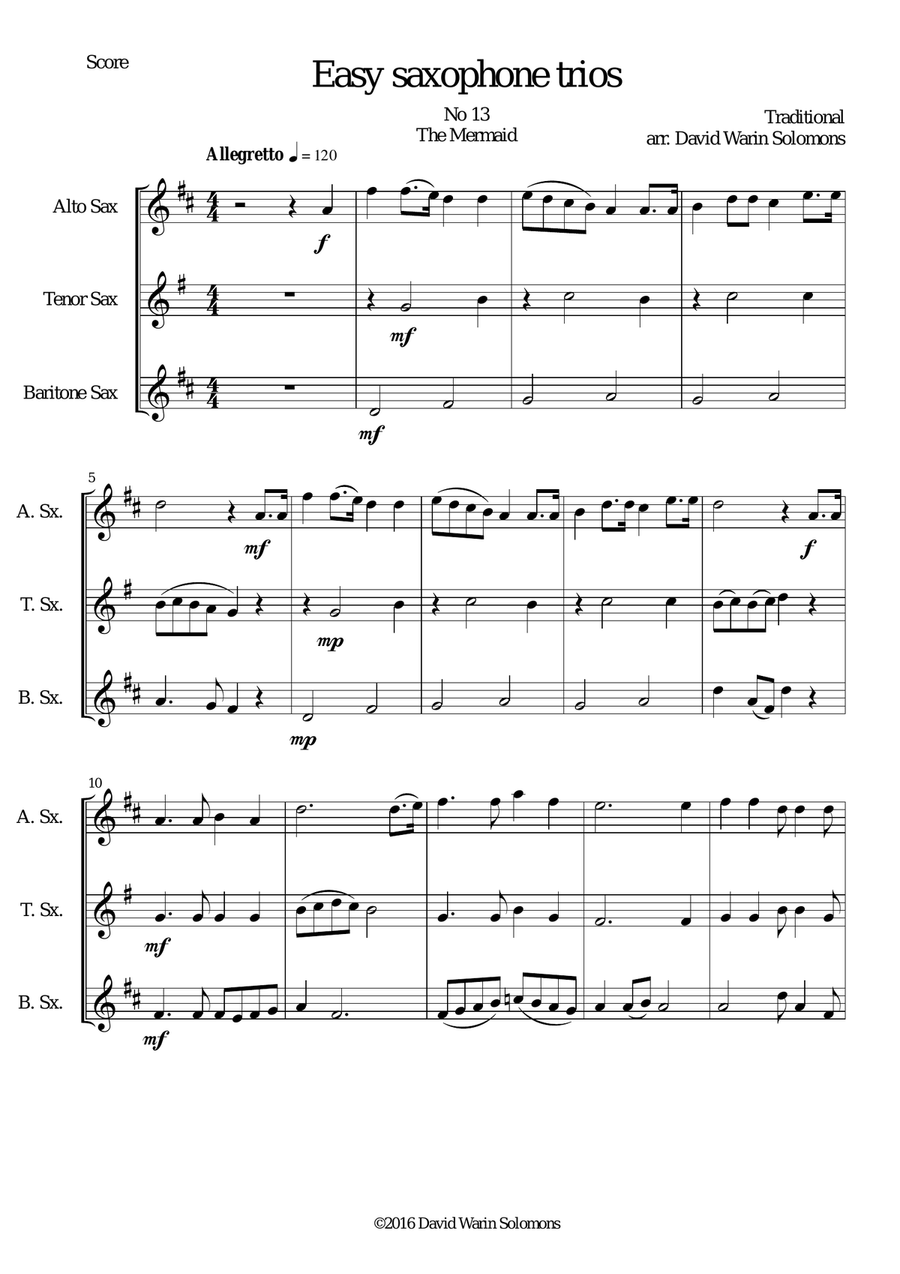 The Mermaid for saxophone trio Woodwind Trio scores gallery preview page 1