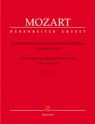 Book cover for Six Sonatas for Piano (Harpsichord) and Violin KV 26-31