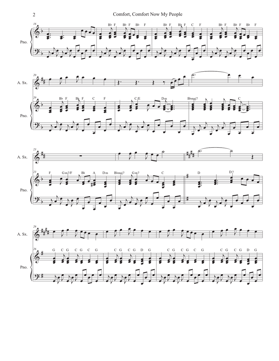 Comfort, Comfort Now My People (Alto Saxophone and Piano) Comfort, Comfort Now My People (Alto Saxophone and Piano) Alto Saxophone scores gallery preview page 3