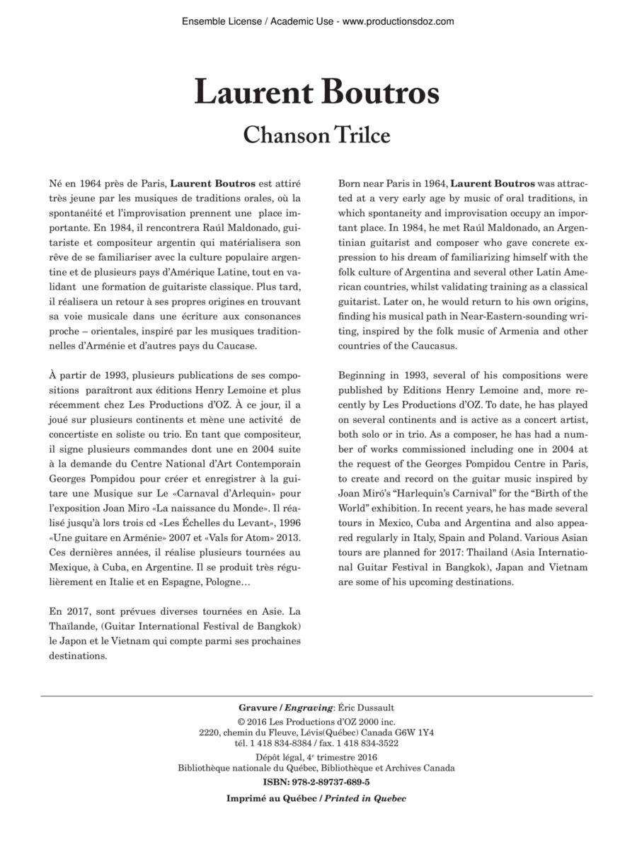 Chanson Trilce Classical Guitar scores gallery preview page 1
