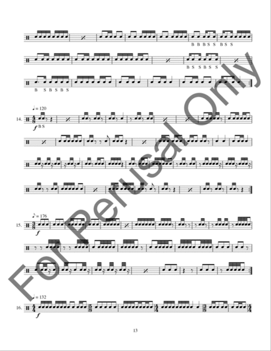 Techniques and Exercises for Playing Triangle, Tambourine, and Castagnets Percussion scores gallery preview page 14