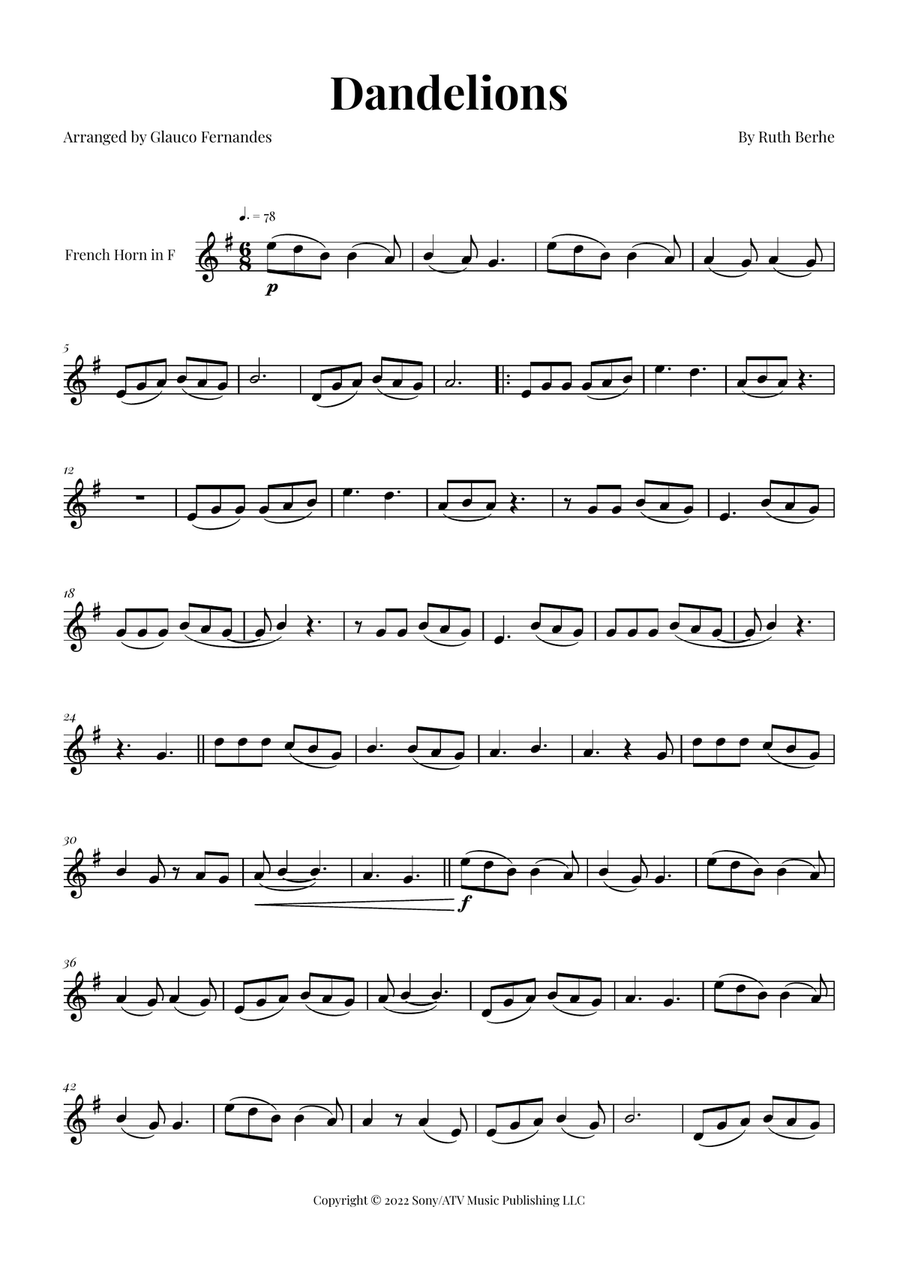 Dandelions Chamber Music scores gallery preview page 1