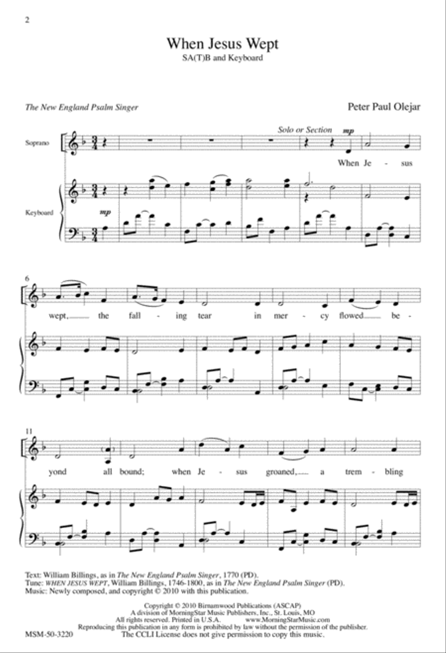 When Jesus Wept When Jesus Wept 4-Part scores gallery preview page 2