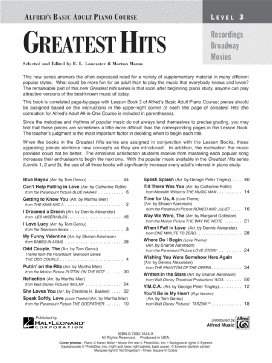Alfred's Basic Adult Piano Course Greatest Hits, Book 3 Voice scores gallery preview page 2