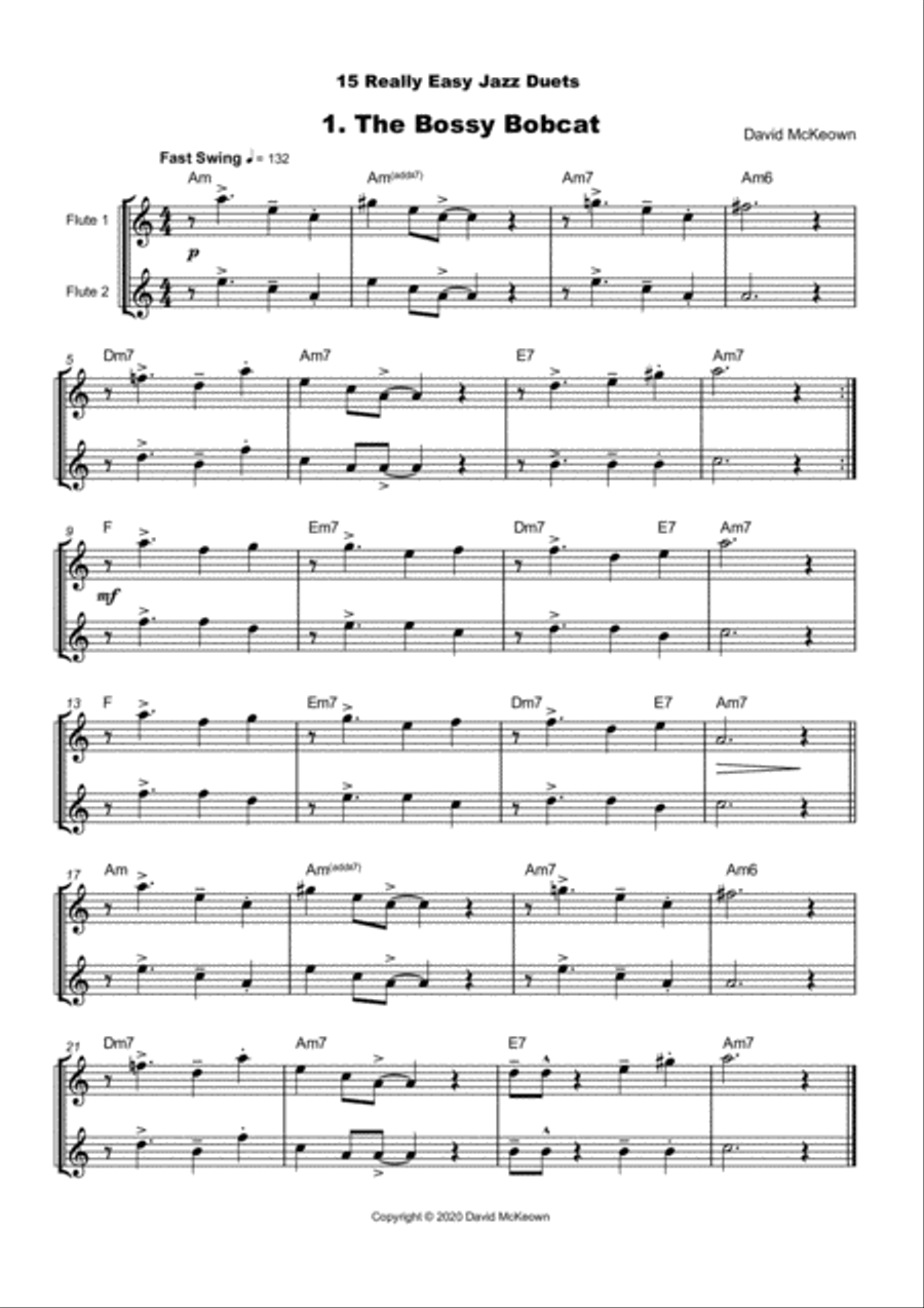 15 Really Easy Jazz Duets for Flute Duet