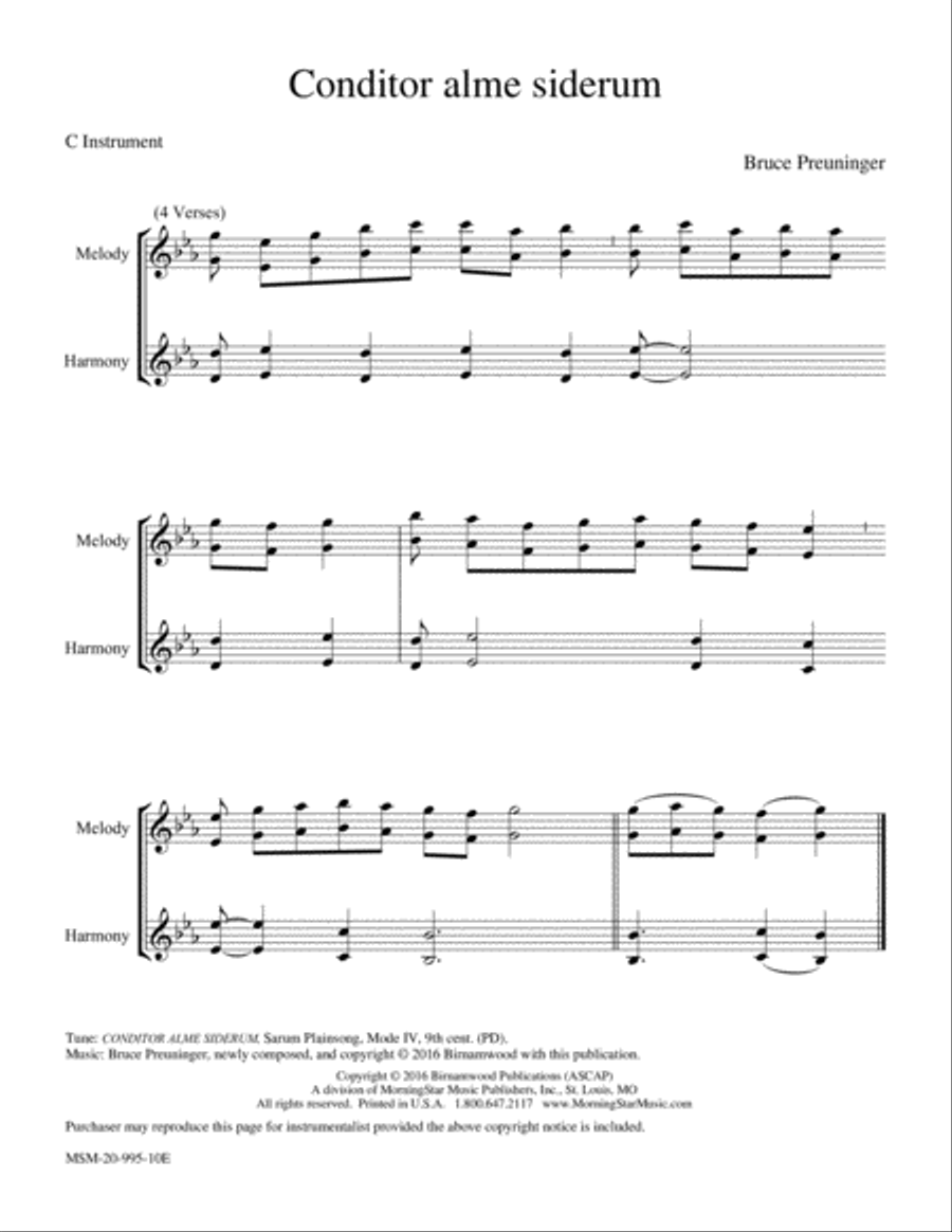 Conditor alme siderum Conditor alme siderum Piano and Keyboard scores gallery preview page 1