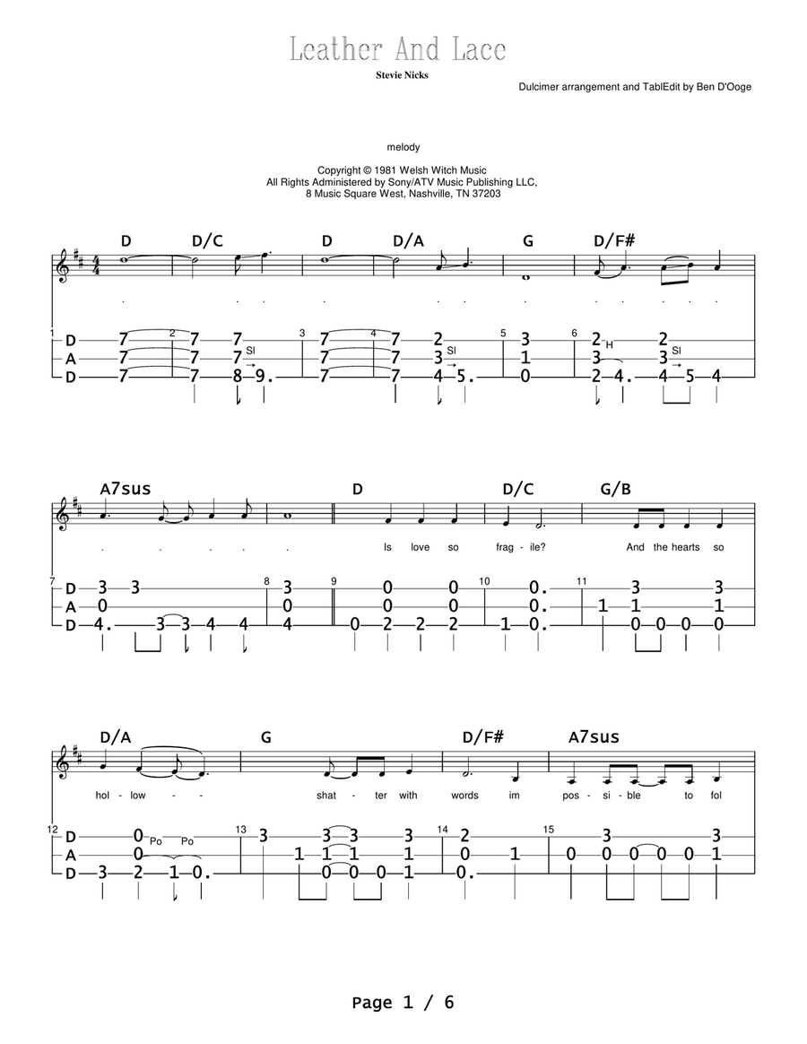 Leather And Lace Guitar scores gallery preview page 1