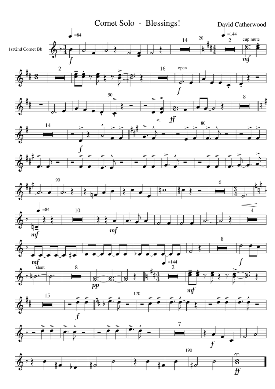 Cornet Solo - with brass band accompaniment 'Blessings!' by David Catherwood Brass Band scores gallery preview page 5