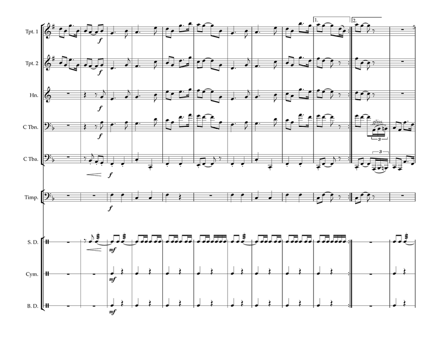 De facto Anthems of the Confederate States of America Brass Quintet scores gallery preview page 5