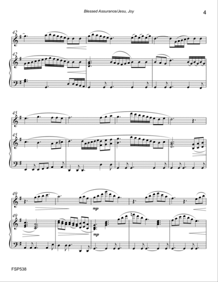 BLESSED ASSURANCE & JESUS JOY OF MAN'S DESIRING - FLUTE SOLO with Piano Accompaniment Flute Solo scores gallery preview page 4