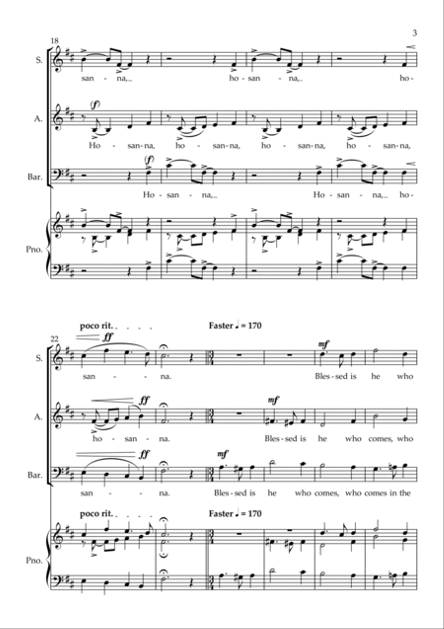 Hosanna to the Son of David 3-Part scores gallery preview page 3