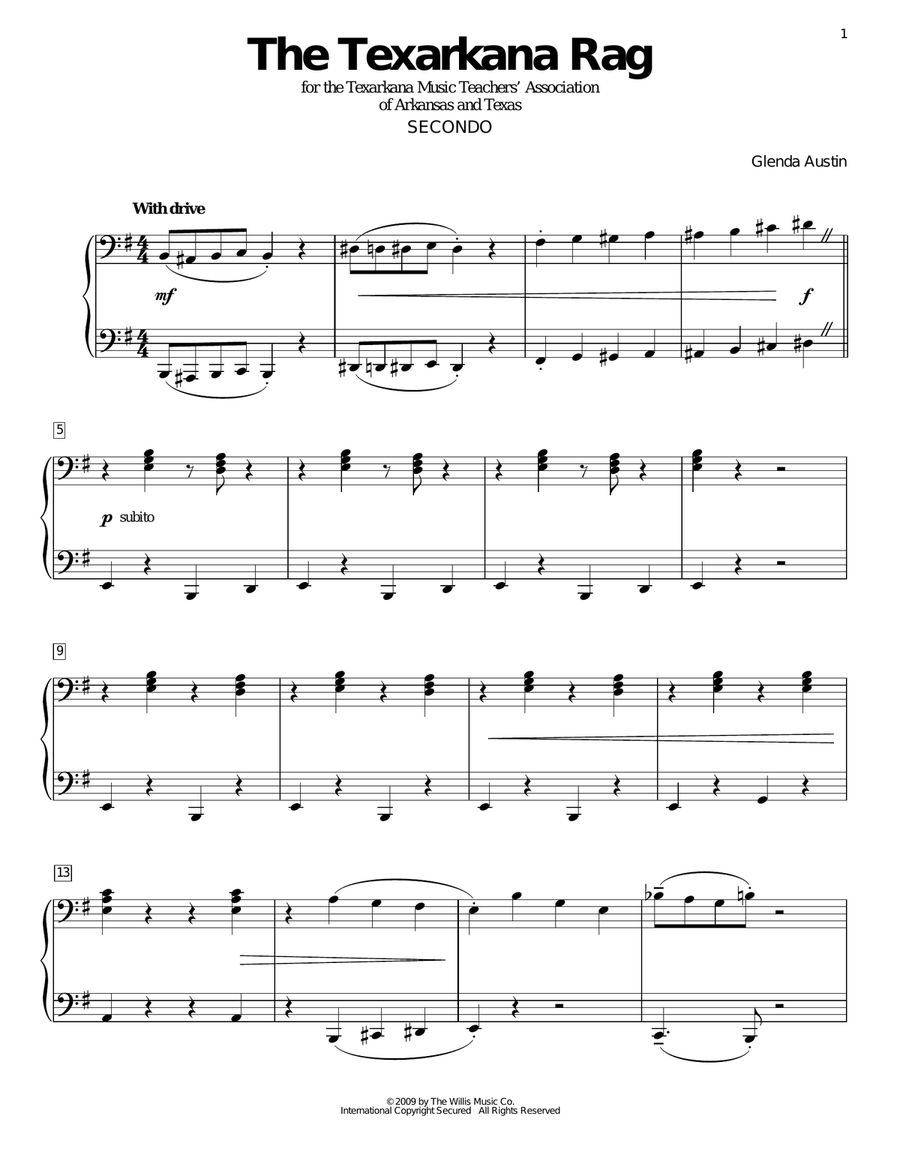 The Texarkana Rag The Texarkana Rag Piano Duet scores gallery preview page 1