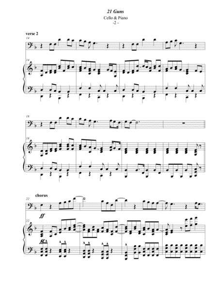 Green Day: 21 Guns for Cello & Piano image number null