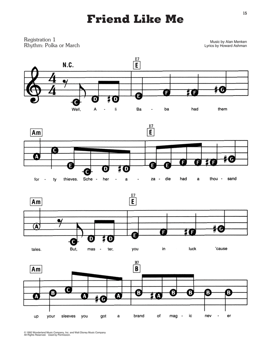 Friend Like Me (from Aladdin) Electronic Keyboard scores gallery preview page 1