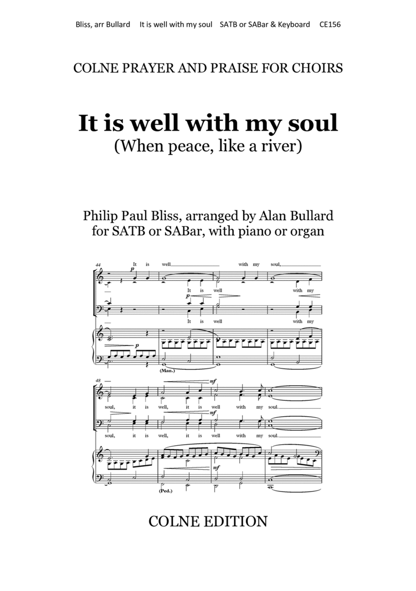 It is well with my soul (When peace like a river) arranged for SATB or SABar and keyboard image number null