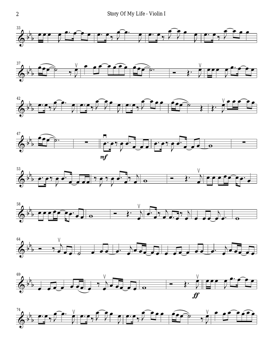 Story Of My Life String Quartet scores gallery preview page 2