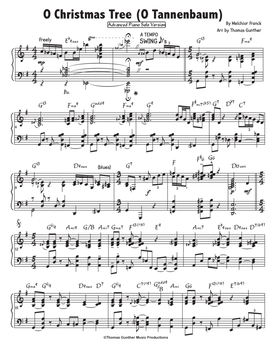 Oh Christmas Tree (O Tannenbaum) Piano Solo scores gallery preview page 1