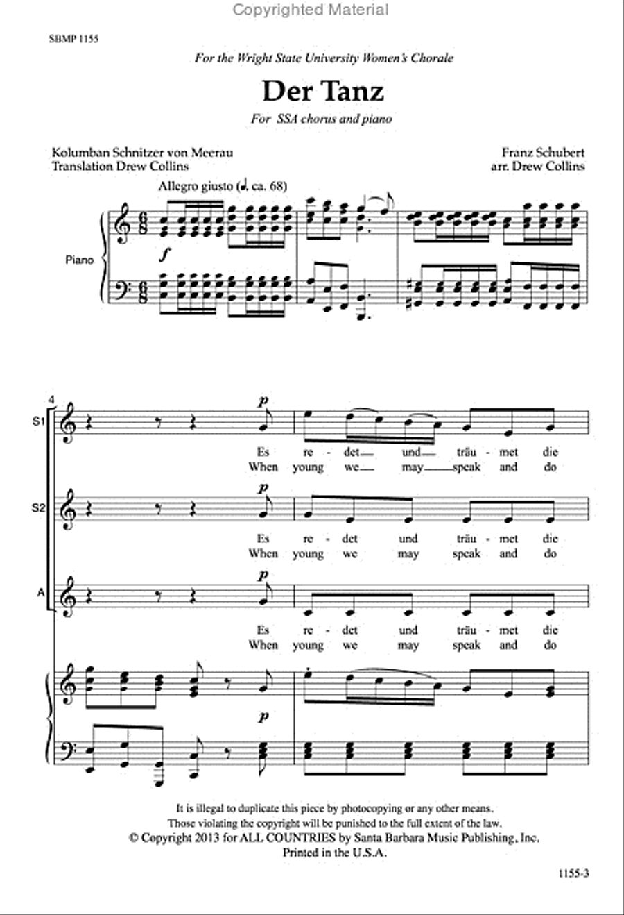 Der Tanz - SSA Octavo SSA scores gallery preview page 2