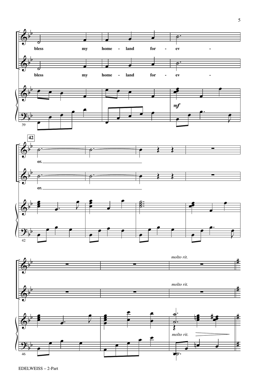 Edelweiss (from The Sound Of Music) 2-Part scores gallery preview page 4