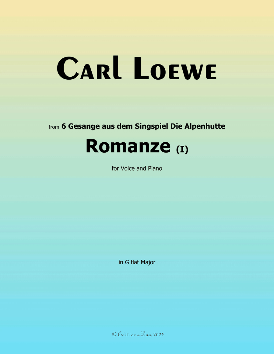 Romanze(I), by Carl Loewe, in G flat Major Piano, Vocal scores gallery preview page 1