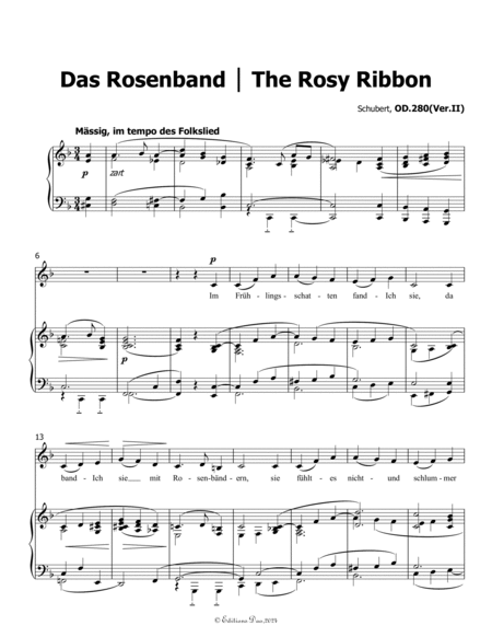 Das Rosenband, by Schubert, in F Major