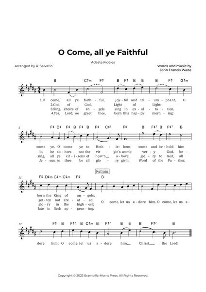 O Come, all ye Faithful - Adeste Fideles (Key of B Major) image number null