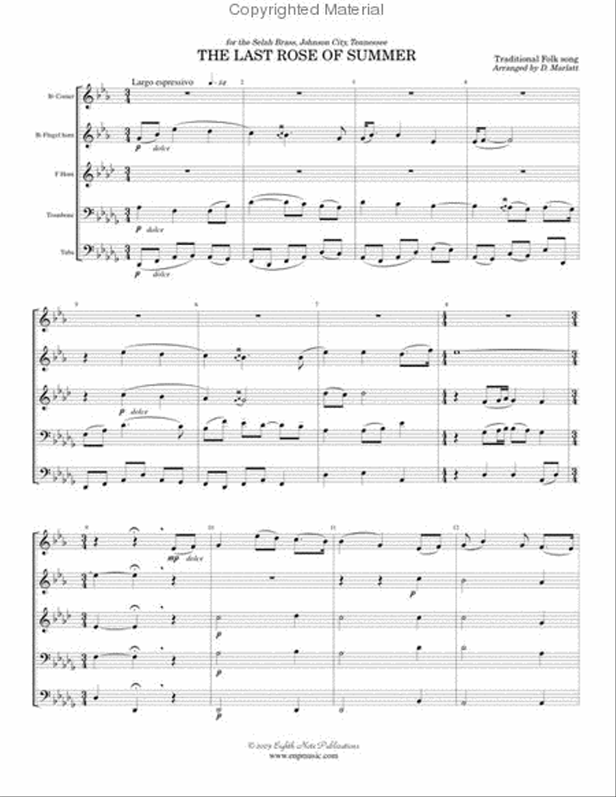 The Last Rose of Summer The Last Rose of Summer Brass Quintet scores gallery preview page 2