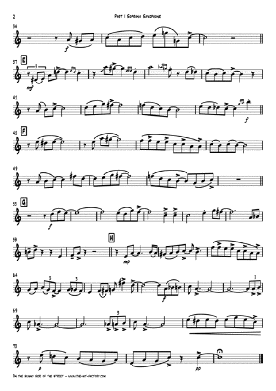 On The Sunny Side Of The Street Saxophone Quartet scores gallery preview page 6