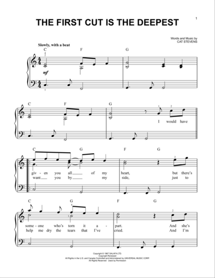 The First Cut Is The Deepest Easy Piano scores gallery preview page 1