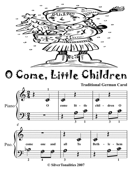 O Come Little Children Beginner Piano Sheet Music 2nd Edition