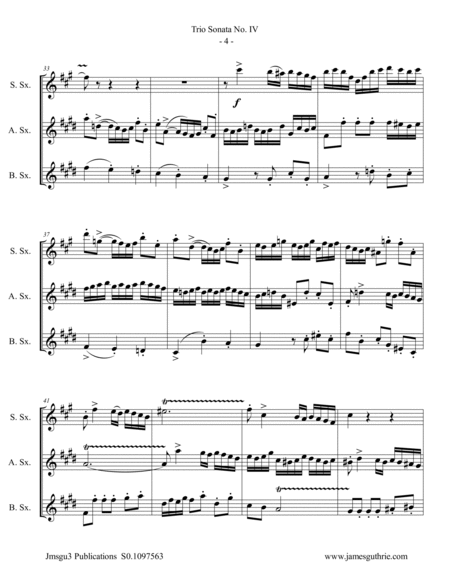 BACH: Trio Sonata No. 4 BWV 528 for Sax Trio image number null