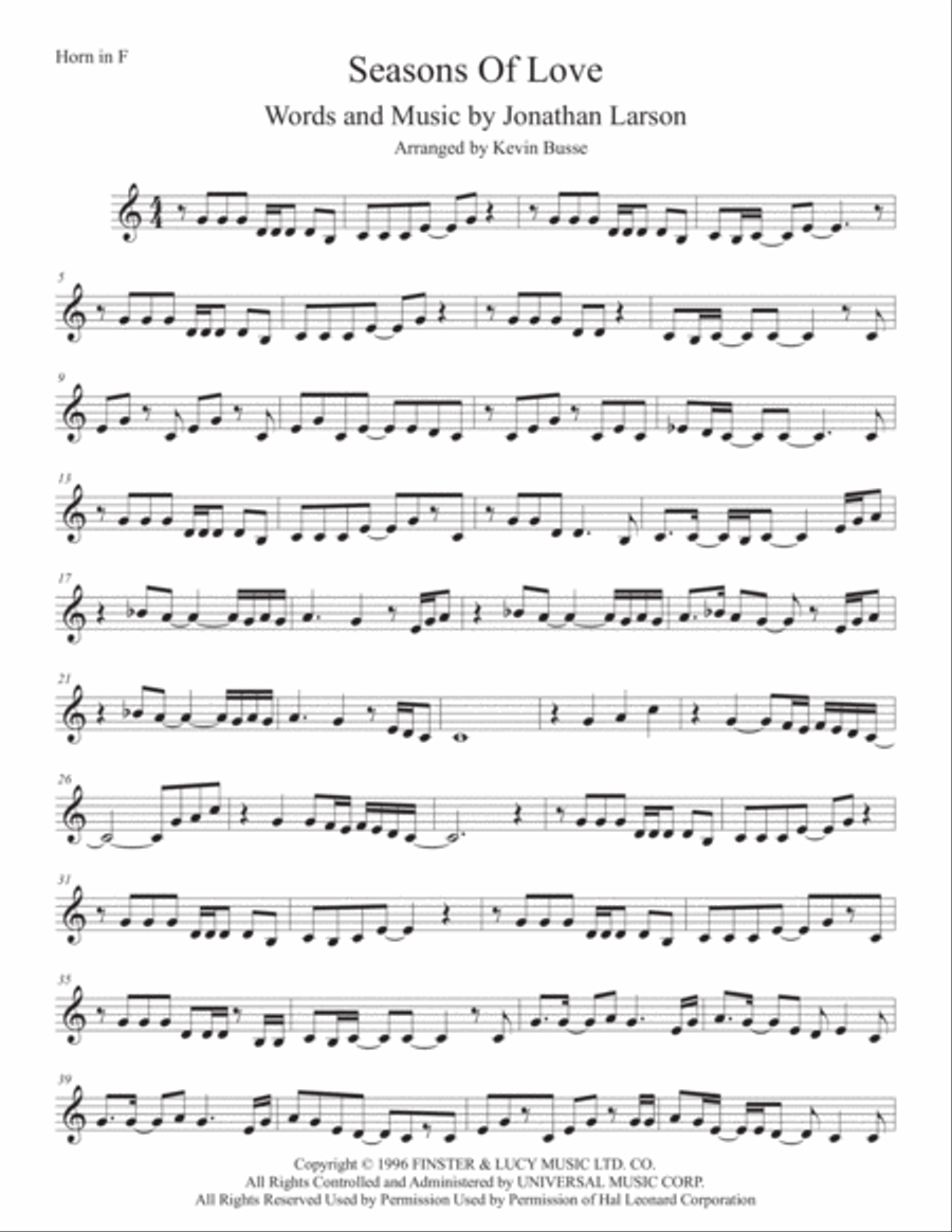 Seasons Of Love Seasons Of Love Horn Solo scores gallery preview page 1